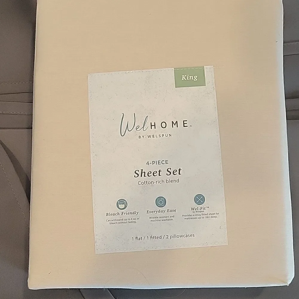 Wel Home 4-piece Sheet Set Cotton-rich blend